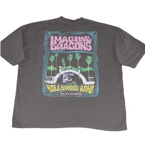 Imagine Dragons T‎ Shirt XXL Gray Live Hollywood Bowl Film Palm Tree NEW